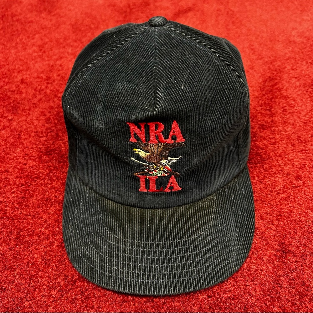 Aria Black Corduroy Hat with Red Embroidery